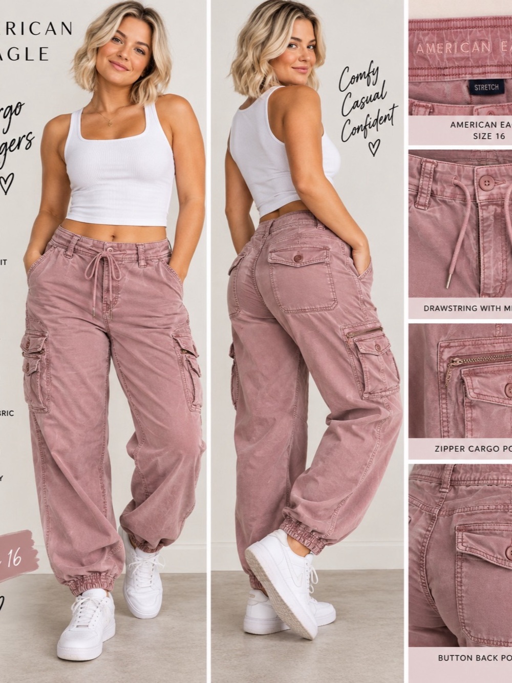 American Eagle pink Cargo pants